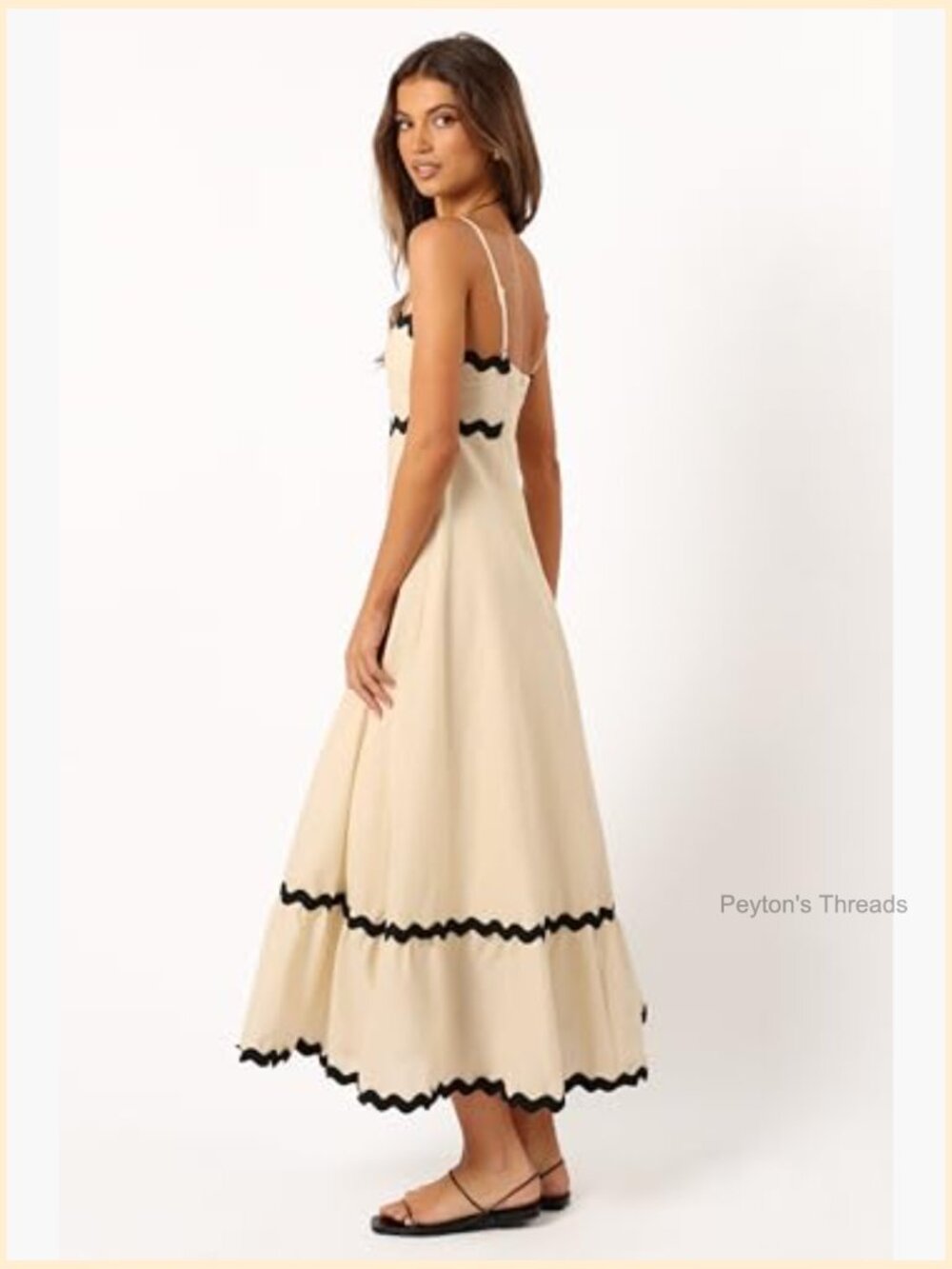 Yana Maxi Dress with Thin Adjustable Straps, Zip Back, Cotton - Picture 3 of 6